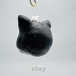 Eric Cortina Black Cat Face Glass Halloween Ornament Retro Vintage SIGNED RARE