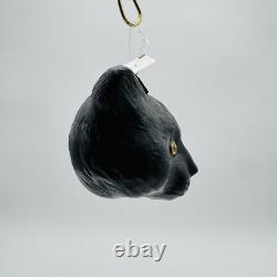 Eric Cortina Black Cat Face Glass Halloween Ornament Retro Vintage SIGNED RARE