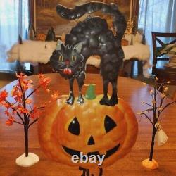 Extremely Rare-Halloween-Tin Cat/Pumpkin Pendulum-NB-HTF-Excellent Con-Vintage