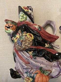 Fitz And Floyd Vintage Halloween Harvest Witch Pitcher And Candy Dish Set RARE