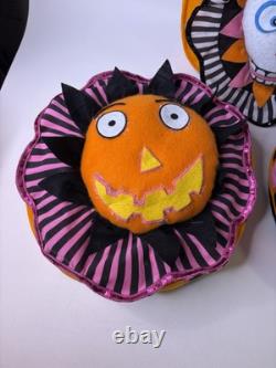 GLITTERVILLE HALLOWEEN PILLOWS SET OF 3 With FIBER OPTICS 17D RARE VINTAGE