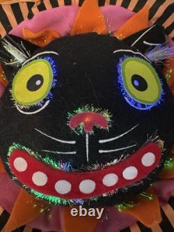 GLITTERVILLE HALLOWEEN PILLOWS SET OF 3 With FIBER OPTICS 17D RARE VINTAGE
