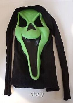 Green Scream Grin Mask Vintage 90's Fun World Div Ghost face Rare Pointy Eyes