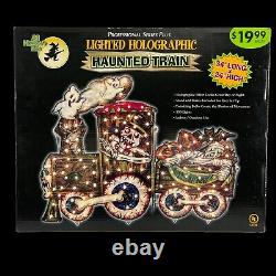HALLOWEEN Lighted Holographic Haunted Train Rare Vintage 34x24 NEW Tested Works