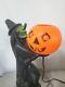 Htf Vintage 1960s Black Witch/green Face Pumpkin Blow Mold Light Decoration Rare