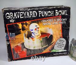 Halloween Graveyard Punch Bowl Skull Spooky Mist Fog Candy Bowl Rare Vintage