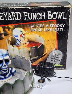 Halloween Graveyard Punch Bowl Skull Spooky Mist Fog Candy Bowl Rare Vintage