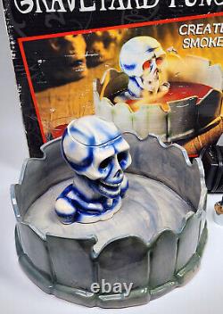 Halloween Graveyard Punch Bowl Skull Spooky Mist Fog Candy Bowl Rare Vintage