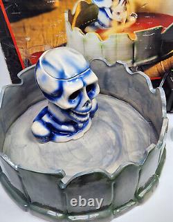 Halloween Graveyard Punch Bowl Skull Spooky Mist Fog Candy Bowl Rare Vintage