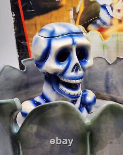 Halloween Graveyard Punch Bowl Skull Spooky Mist Fog Candy Bowl Rare Vintage