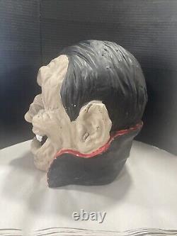 Halloween Light Up Dracula Big Head Decoration Vampire Vintage Ceramic Rare