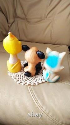 Halloween Rare Vintage Sofubi 3 pieces Panda Lion Dog Rubber Doll Figure Animal