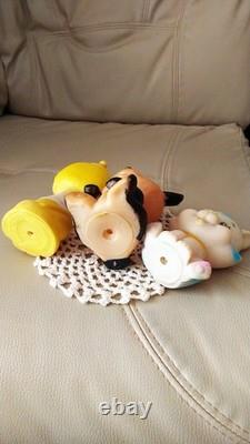 Halloween Rare Vintage Sofubi 3 pieces Panda Lion Dog Rubber Doll Figure Animal