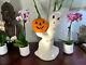 Halloween Vintage Ceramic Ghost With Pumpkin Jack O Lantern 12 Light Up Rare