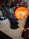 Htf Vintage 1960s Black Witch/green Face Pumpkin Blow Mold Light Decoration Rare