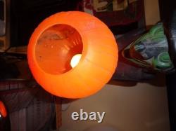 Htf Vintage 1960s Black Witch/green Face Pumpkin Blow Mold Light Decoration Rare