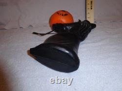 Htf Vintage 1960s Black Witch/green Face Pumpkin Blow Mold Light Decoration Rare