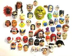 Huge Halloween Mask Wall Lot Collection 50 Plastic Slimer Rare VTG Decoration