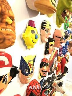 Huge Halloween Mask Wall Lot Collection 50 Plastic Slimer Rare VTG Decoration