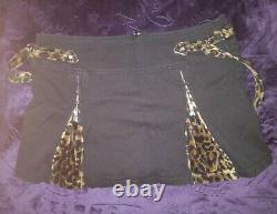Lip Service Pleated Skirt Leopard Print Black sz Large Vintage Rare HTF