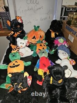 Lot Of 11 Rare Vintage Halloween, Beanie Baby Collection Tr8#114