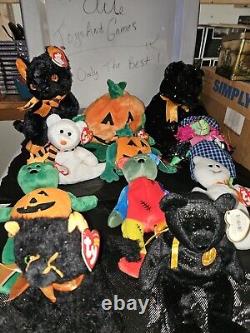 Lot Of 11 Rare Vintage Halloween, Beanie Baby Collection Tr8#114