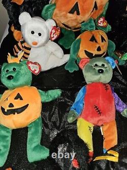 Lot Of 11 Rare Vintage Halloween, Beanie Baby Collection Tr8#114