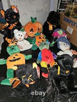 Lot Of 11 Rare Vintage Halloween, Beanie Baby Collection Tr8#114