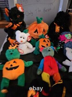 Lot Of 11 Rare Vintage Halloween, Beanie Baby Collection Tr8#114