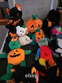 Lot Of 11 Rare Vintage Halloween, Beanie Baby Collection Tr8#114