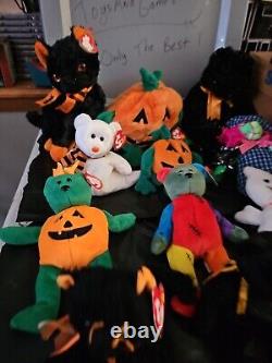 Lot Of 11 Rare Vintage Halloween, Beanie Baby Collection Tr8#114