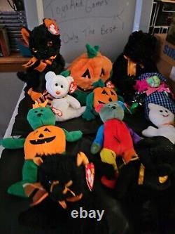 Lot Of 11 Rare Vintage Halloween, Beanie Baby Collection Tr8#114