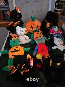 Lot Of 11 Rare Vintage Halloween, Beanie Baby Collection Tr8#114