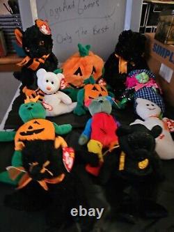 Lot Of 11 Rare Vintage Halloween, Beanie Baby Collection Tr8#114