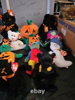 Lot Of 11 Rare Vintage Halloween, Beanie Baby Collection Tr8#114