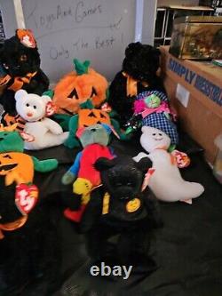 Lot Of 11 Rare Vintage Halloween, Beanie Baby Collection Tr8#114