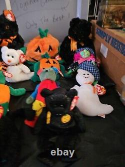 Lot Of 11 Rare Vintage Halloween, Beanie Baby Collection Tr8#114