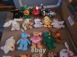 Lot Of 27 Rare Vintage Halloween, Jingle, & Basket Beanie Baby Collection Tr8#110