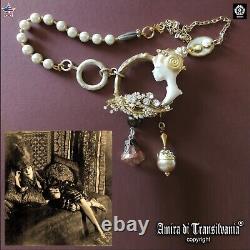 Luxury jewelry gothic art deco nouveau necklace pendant princess beads pearl bib