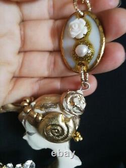 Luxury jewelry gothic art deco nouveau necklace pendant princess beads pearl bib