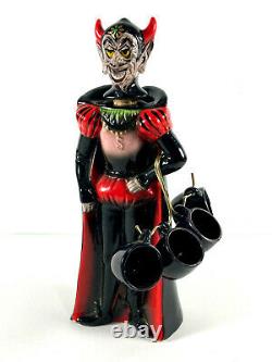 MEGA RARE Enesco Satan Devil Ceramic Sake Liquor Decanter SET halloween japan