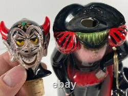 MEGA RARE Enesco Satan Devil Ceramic Sake Liquor Decanter SET halloween japan