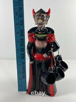 MEGA RARE Enesco Satan Devil Ceramic Sake Liquor Decanter SET halloween japan