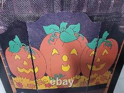 NEW IN BOX RARE Vintage Halloween Pumpkins Wood Fall Fireplace Cover Screen