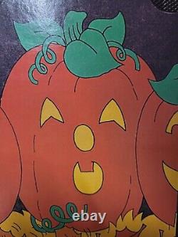 NEW IN BOX RARE Vintage Halloween Pumpkins Wood Fall Fireplace Cover Screen