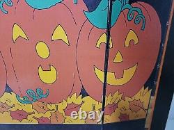 NEW IN BOX RARE Vintage Halloween Pumpkins Wood Fall Fireplace Cover Screen