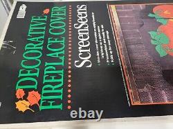 NEW IN BOX RARE Vintage Halloween Pumpkins Wood Fall Fireplace Cover Screen