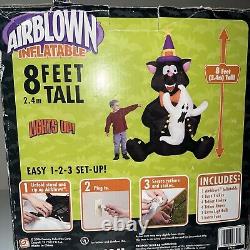 NEW RARE GEMMY 8ft Cat/Ghost Halloween Inflatable Air Blown Decoration vintage