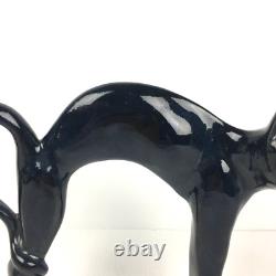 Pair of Vtg MCM Cat Figurines Black & White Ceramic RARE 9X8 Halloween Cats