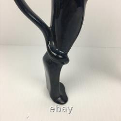 Pair of Vtg MCM Cat Figurines Black & White Ceramic RARE 9X8 Halloween Cats